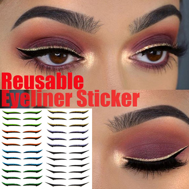 6 Pcs/set Eyelid Line Stick Waterproof Reusable Shimmer Glitter Eyeliner  Stickers Makeup Eyeshadow Cat Eye Smokey Cosmetic Tape - Eyeliner -  AliExpress